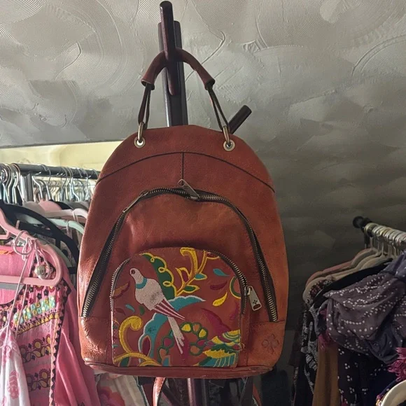 Patricia Nash Tan Backpack with Colorful Embroidery Patricia Nash Dorine Convertible Leather Backpack | HSN main image 2